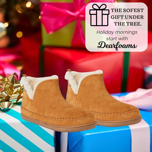 Image of Dearfoams Men's Memory Foam Indoor House Slippers Brixen Ankle Boot House Shoes - Gifts for Men