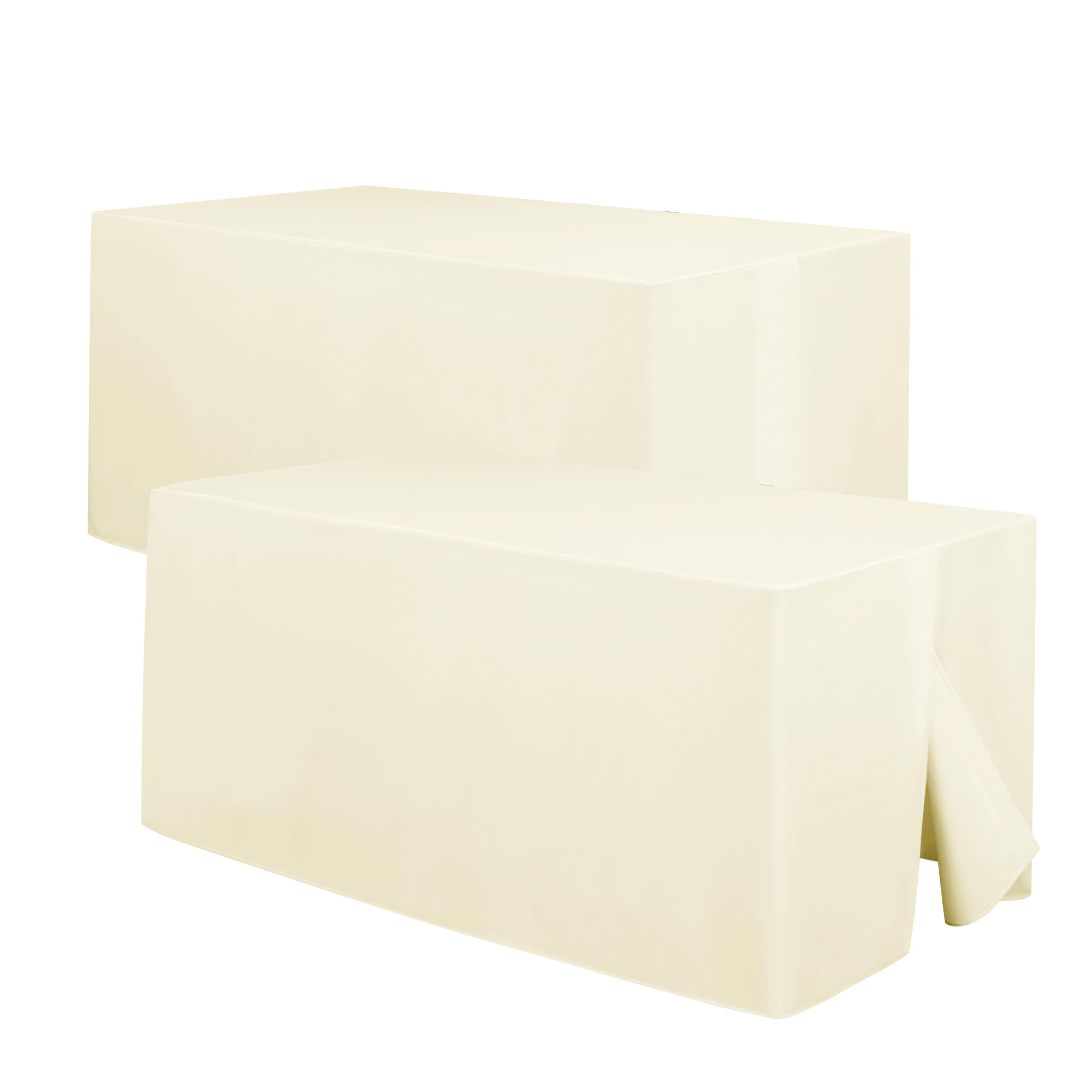 Photo 1 of Hiasan Ivory Waterproof Fitted Tablecloths 2 Pack, 30 x 72 Inch Tear Resistance Rectangle Table Cloth for 6 Foot Tables, Polyester Table Cover for Trade Show, Craft Show, Banquet, Wedding, Parties