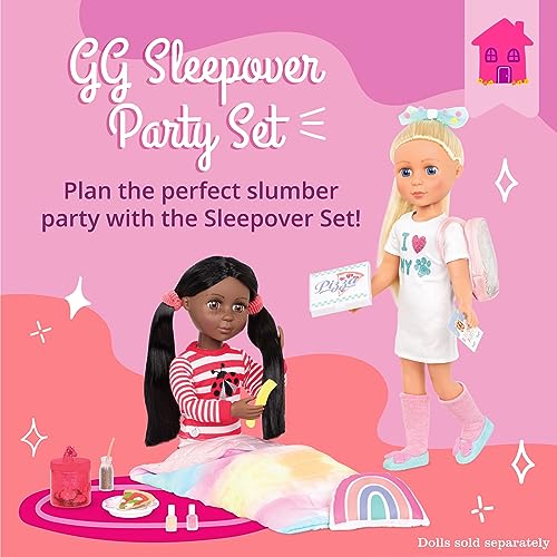 Glitter Girls – 14-Inch Doll Accessories – Sleepover Party & Backpack Set – Tie – Dye Sleeping Bag, Rainbow Pillow & Pizza Play Food – 3+ Years– Children’s Toys2