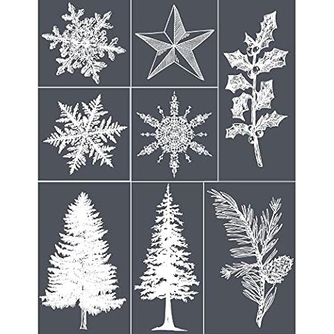 A Maker's Studio - Reusable Adhesive Mesh Stencil Sheet - Great for DIY Arts and Crafts - Suitable for Paints and Inks - Snowflakes and Trees (8.5 x 11 Inches) Cover
