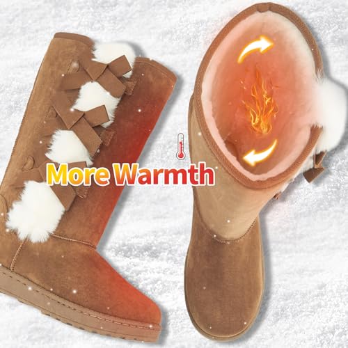 THATXUAOV Womens winter boots,Black fuzzy Mid-Calf Boots,fashion Warm casual outdoor snow boots for women2