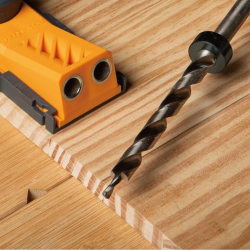 Image of POWERTEC 71933-P2 1 /4 inch Hex Shank Pocket Hole Drill Bit, Replacement Twist Step Drill Bit with Depth Stop Collar for Pocket Hole Jig System, Precision Drill Guide Woodworking Tools Accessories, 2 PK
