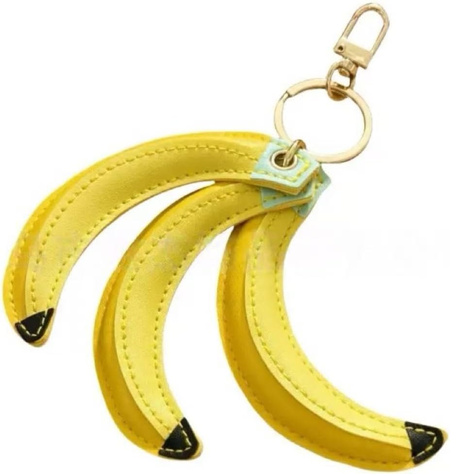 Leather Banana Keychain Bag Charm–Funny Keyring Charm for Women |Car Key Handbag Purse Backpack Tote Decor | Car Interior Decoration,Birthday Gifts