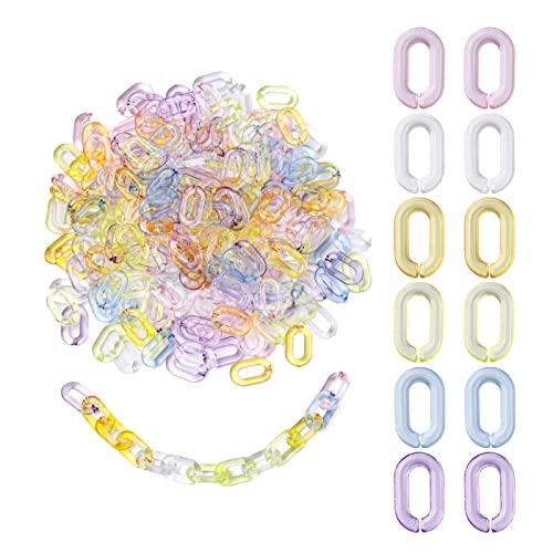 SOFPLATE 420 pz 15 colori Acrilico Maglie Catena Gioielli Anelli di Collegamento Opaco Arcobaleno Colorato Ovale Cavo Cordolo Aperto Clip Ganci