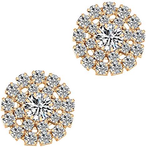 Wholesale 24PCS 20MM Small Crystal Rhinestone Buttons Decorative Gold Circle Rhinestone Button Embellishments Flatback DIY Crafts for Wedding Decoration, Hair Accessoriesrafts for Wedding Decoration