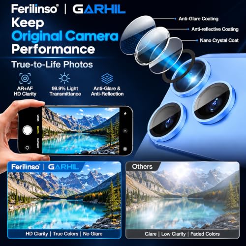 Image of Ferilinso GARHIL Camera Lens Protector Compatible with iPhone 18 Pro Max, Light Blue Joint, 9H Tempered Glass, HD Clear, Anti-Scratch, Case Friendly, Precise Fit