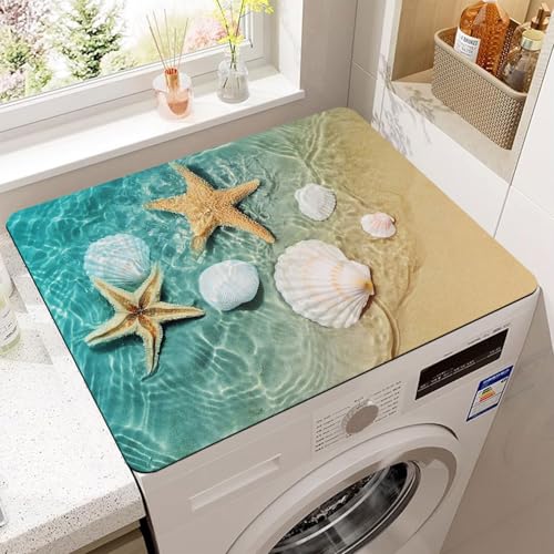 Housse de Machine à Laver,60x60 cm Tapis de Protection Antidérapant pour Dessus de Machine à Laver,pour Machine à Laver,Sèche-Linge,Cuisines,Salles de...