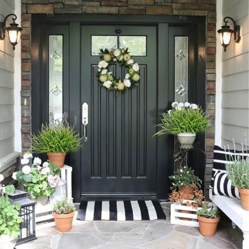 AevrBlos 12 Bundles Artificial Outdoor Plants UV Resistant Fake Grass Plants Faux Plastic Greenery Shrubs for Home Garden Pathway Window Box Front Porch Spring Summer Decor, Green — view 5