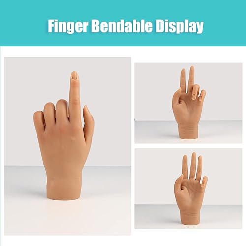 Miniatura 4 de Mano de práctica de silicona para uñas acrílicas manos falsas para practicar uñas postizas mano de maniquí para práctica de uñas y arte de uñas