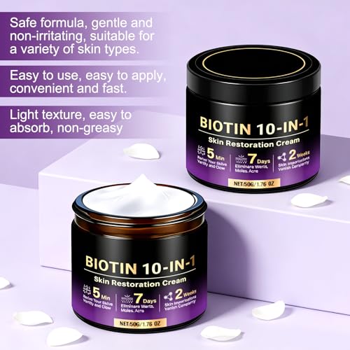 Generic 2pcs Biotin 10-in-1 Skin Restoration Cream,2026 New Professional，Effectively smoothes skin and deeply moisturizes Natural Collagen Lifting Serum for All Skin Types