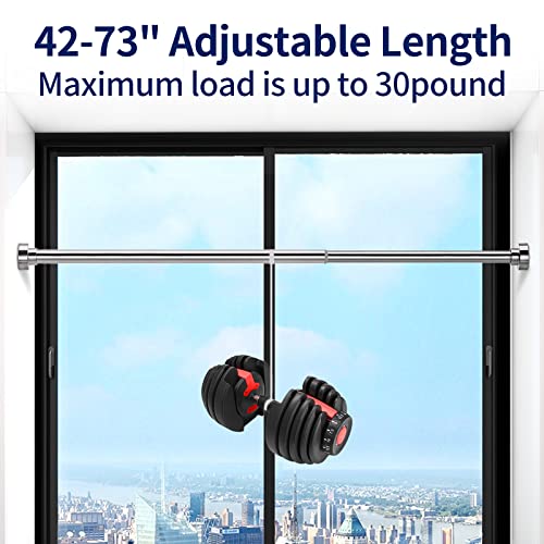 Ynl 2 Pack Shower Curtain Rods Tension- No Drill, Never Rust, Non-Slip Spring Tension Rods For Window/Bathroom, 42-73 Inches, Closet Rod Stainless Steel, Brushed Nickel #TOP6