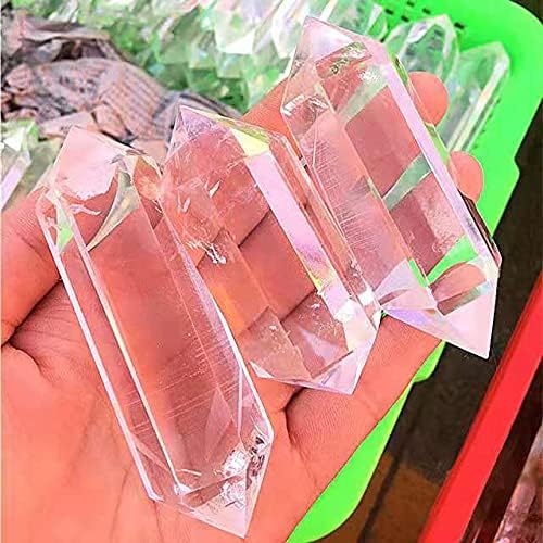 天然水晶の原石 1pc ナチュラルダブル終端クリスタル杖多面体クリア水晶ポイント風水 60-70 ミリメートル