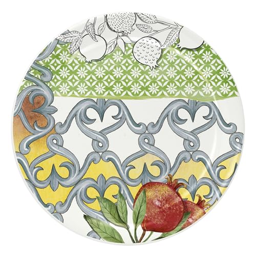 Set Piatti da 20 Pezzi in Ceramica - Collezione Mediterraneo di Wald, 6 Piatti Piani, 6 Piatti Fondi, 6 Piatti Frutta, 1 Insalatiera e 1 Piatto da Portata Rotondo (Piatto portata 31 cm - 1pz)