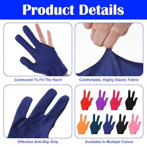 12 Stück Dreifinger Billard Handschuh,Atmungsaktive Elastizität Billiard Pool Cue Gloves,Professionelle Snooker Handschuhe,Billardhandschuhe,Poolhandschuhe,für Pool-Spiele, Snooker, Carom-Spiele