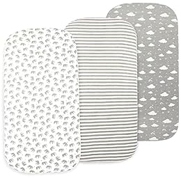 Bublo Baby Organic Bassinet Sheets 3 Pack, 33x17 Fitted Sheet for Boys & Girls, Soft 100% Jersey Cotton, Universal Fit for Halo Bassinest, Baby Delight, Graco, Oval & Rectangle Mattress