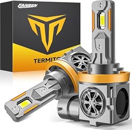 Termitor Latest H11/H9 Exterior Light Bulbs, 100,000LM Super Brighter, 6500K Cool White, 1:1 Mini Halogen Size H11 Fog Lights with Cooling Fan, Plug and Play, Pack of 2