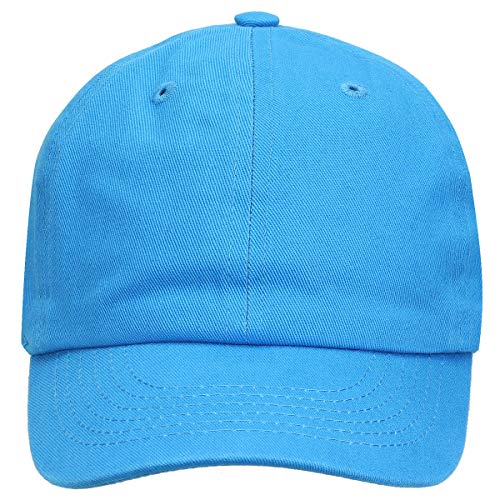 Kids Boy Girl Baseball Cap Hat Washed Low Profile 100% Cotton Soft Lightweight Adjustable Size (2-5 Years, Turquoise) #TOP1