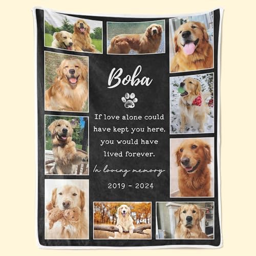 Personalized Photo Blanket, Pet Memorial Keepsake, Dog Loss Gift,...