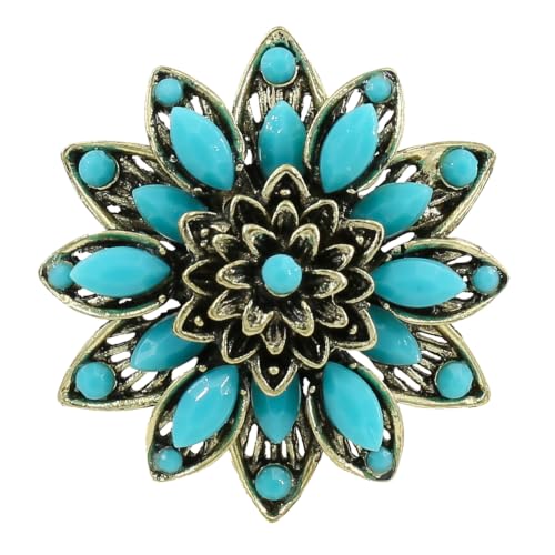 Image of Turquoise West Cowboy Oval Tear Drop Brooch Pin for Women Retro Brooches Pins Classic Fashion Jewelry Accessories Gift