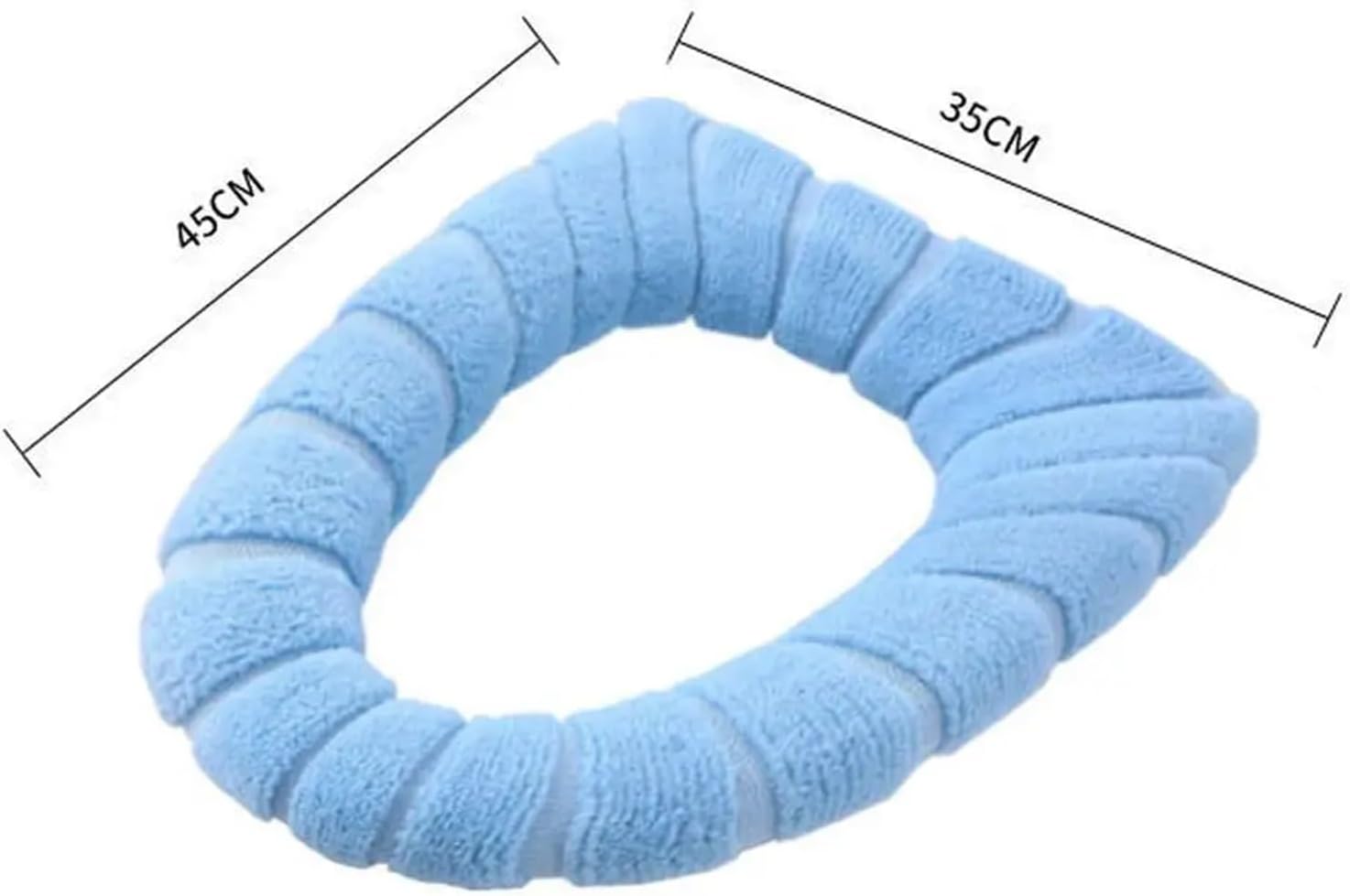 Flexible 4pcs Winter Warm Toilet Seat Cover Closestool Mat Washable Bathroom Accessories Knitting Pure Color Soft O-Shape Pad(Blue)