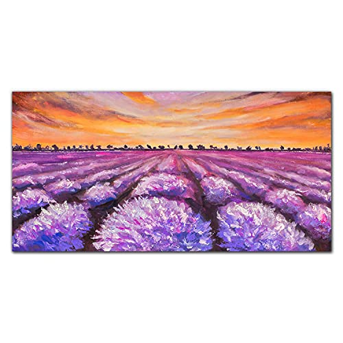 Tableau en verre 100x50 cm contre les murs vides tableau salon lavande