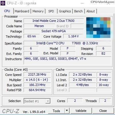 Intel Core 2 Duo T7600 Sl9Sd Laptop Cpu Used 2-Core 2-Thread Mobile Processor 2.3 Ghz 4M 34W Socket M / Mpga478Mt #TOP3
