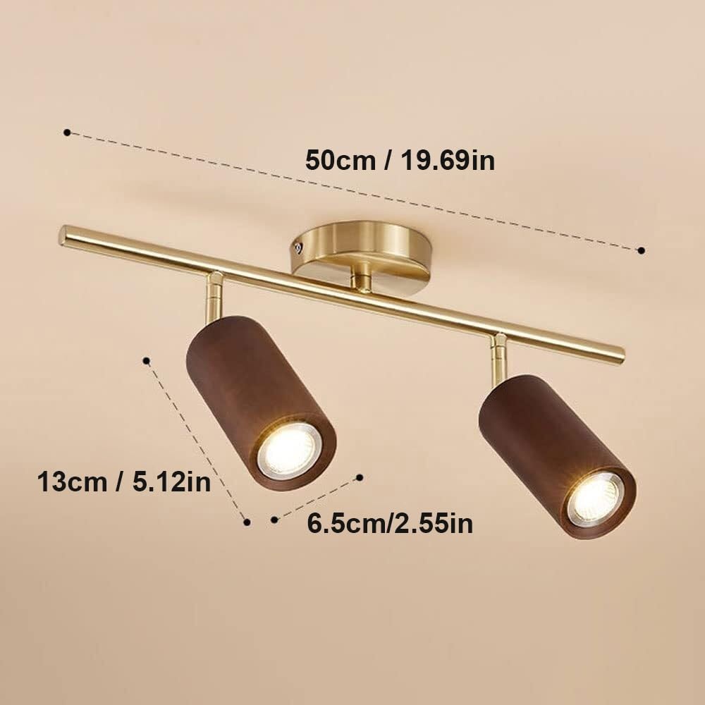 Nowoczesna Drewniana Lampy Sufitowa LED, Minimalistyczny Regulowany Plafon Oświetlenie Sufitowe do Kuchni Jadalni Korytarza(Warm,2 light)
