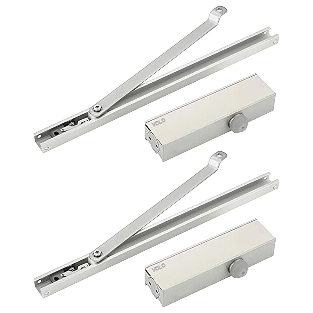 Volo Automatic Hydraulic Double Speed Aluminium Pelmet Arm Door Closer Premium Heavy Duty for Residential/Commercial Purpose with Fitting Set (Silver). Weight Capacity: 30kg- 100kg (Pack of 2) (B08L1R77CM) Amazon Price History, Amazon Price Tracker