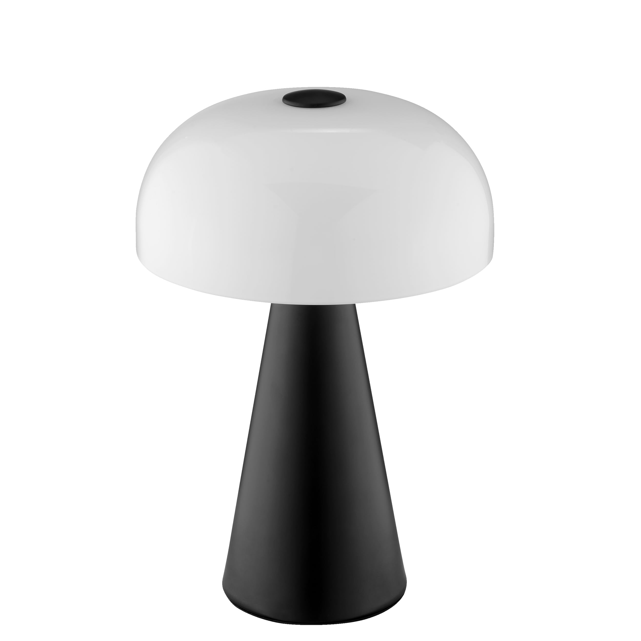 Lightbox Pilz Tischleuchte, E14, Höhe 35 cm, Ø 24 cm, Schalter am Kabel, Glas/Metall, weiß/schwarz, dekorative Nachttischlampe oder Akzentleuchte im Retro Design