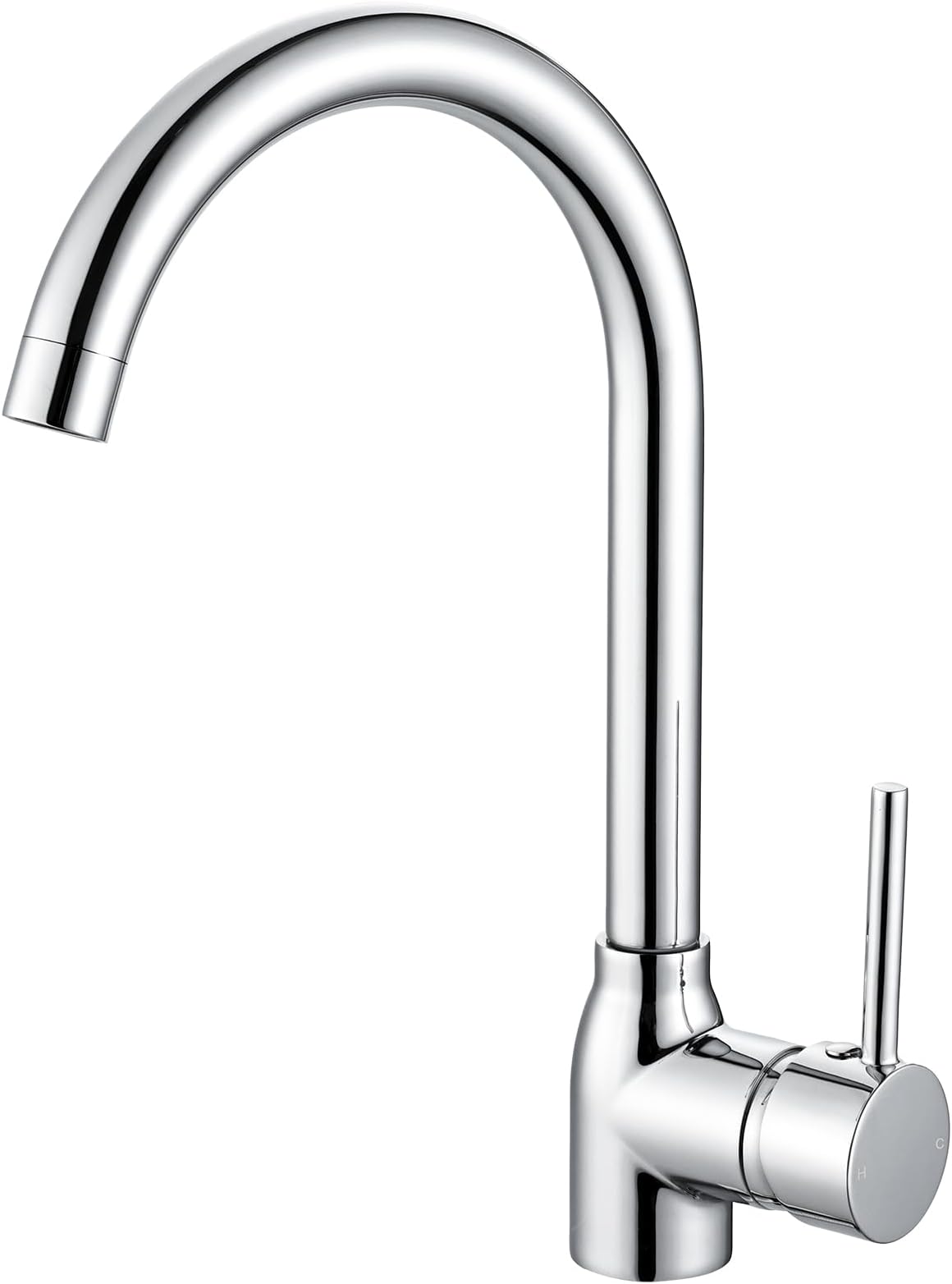 Kitchen Sink Mixer Tap Single Lever Monobloc Polished Chrome Mixers Taps 1 Hole Swan Neck Modern 360° Swivel Spout Mono Faucet with UK Standard Fittings