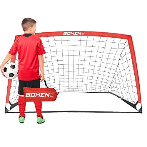 Bohen Portable Soccer Goal For Kids - 6X4Ft Foldable Soccer Net For Backyard Indoor Outdoor With Carrying Bag For Easy Storage And Transportation(6X4Ft, Red) #TOP2