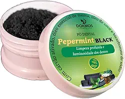 Pó Dental Carvão Ativado Pepermint Black Limpeza Profunda E Luminosidade Dos Dentes