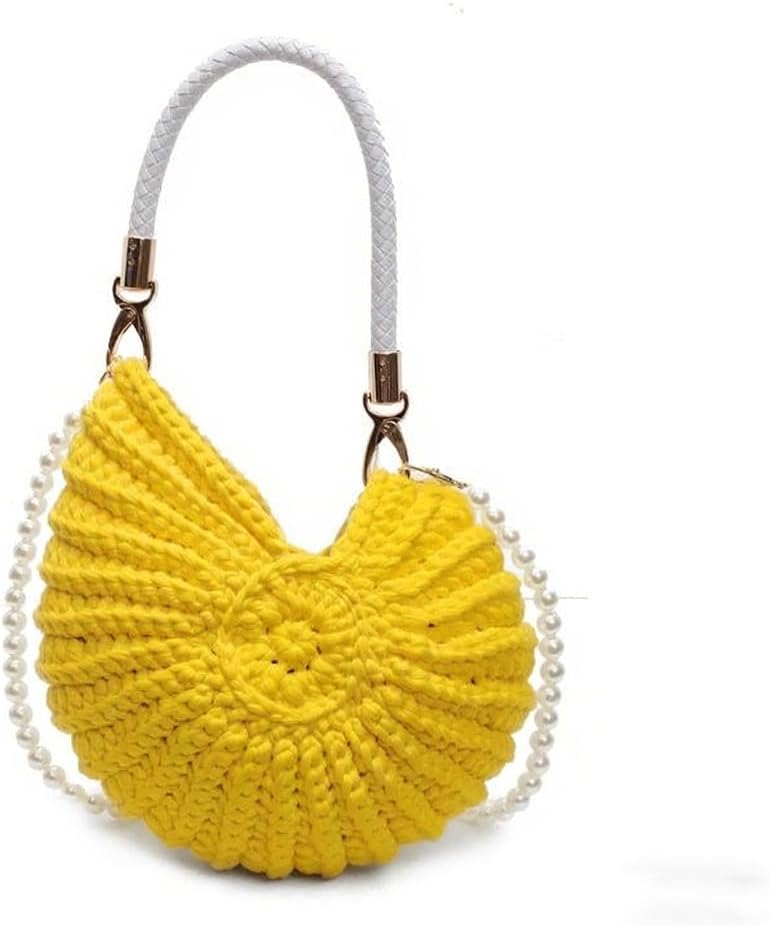 Handwoven Seashell Bag for Women Fashion Crochet Summer Boho Beach Tote Crossbody Bag Cute Conch Shoulder Handbag