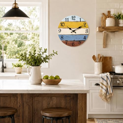 Image of CHYLIN Wall Clock Silent Non-Ticking Battery Operated Colorful Retro