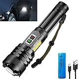 ASORT led taschenlampe 30000 Lumen, extrem hell, mit COB Seitenlicht, Type-C Aufladbar Taktische Taschenlampen, IPX67 Wasserdicht, 9 Lichtmodi, mit Magnet für Camping Wandern Notfälle (1*21700 Akku)