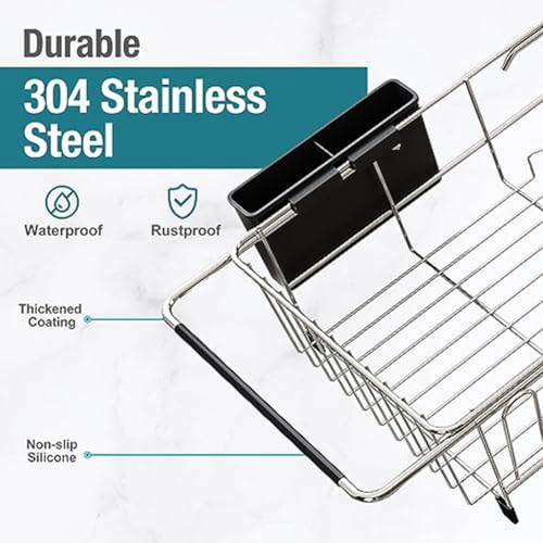 Escurreplatos extensible de acero inoxidable para mantener la encimera limpia 5