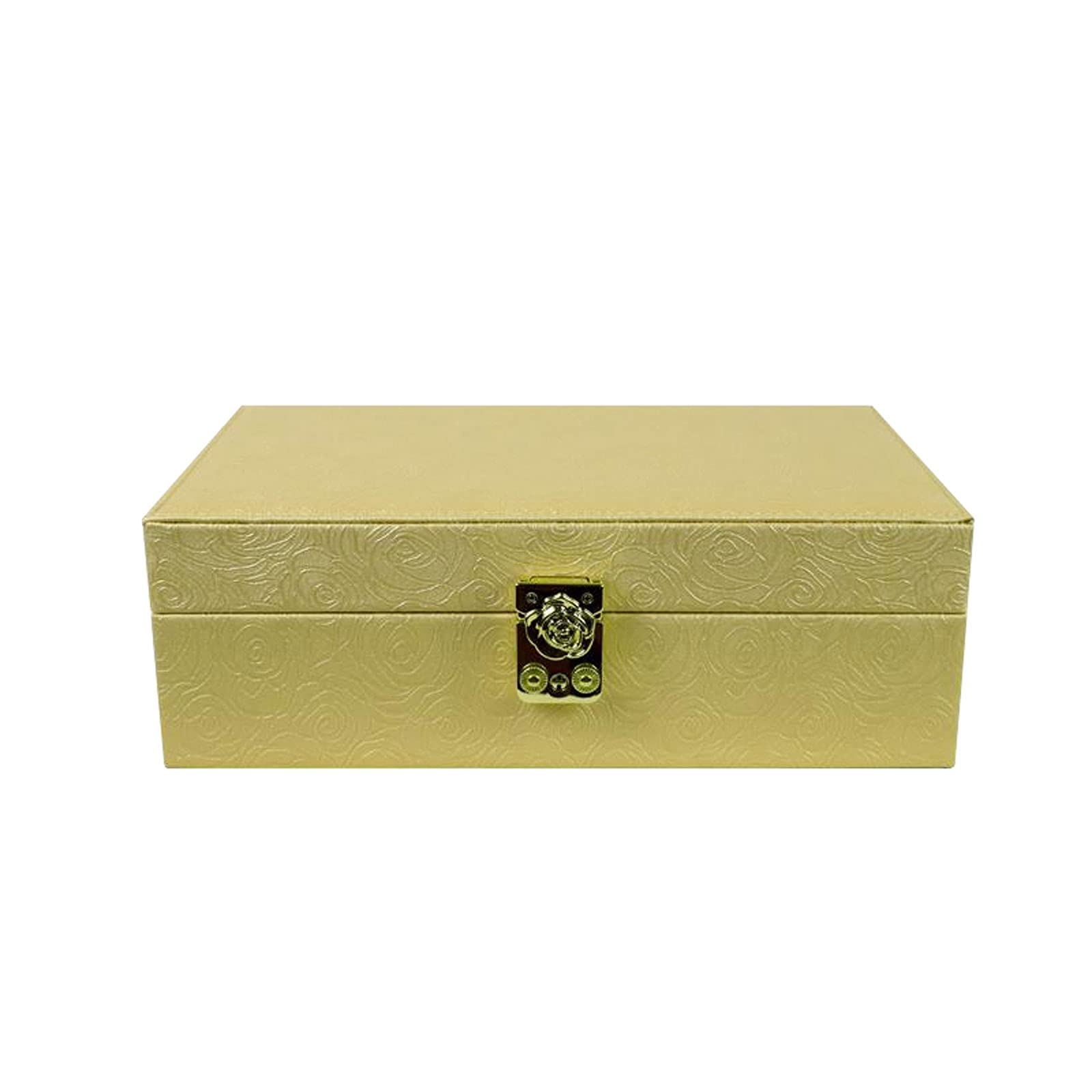 Organizadores de maquillaje Caja de joyería de cuero de PU de dos capas Organizador Caja de almacenamiento con cerradura Joyero para mujer Joyero (Color: Verde) Beauty Comes