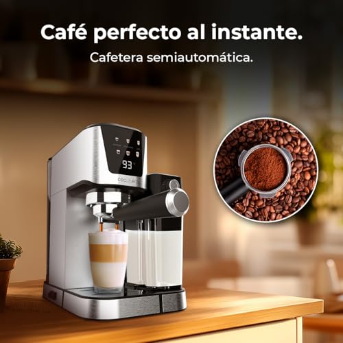Miniatura 3 de Cecotec Cafetera Semiautomática Power Espresso 20 Cream, 20 Bares, Calentamiento Por Thermoblock, Apta Para Café Molido, Espresso, Cappuccino Y Latte, Pantalla Táctil, Depósito Leche 700ml Y Agua 1l