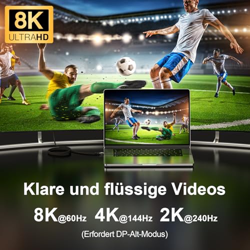 EUDOBEL USB C Thunderbolt 4 Kabel 1m, USB C Datenkabel 40Gbps, Schnellladung 240W, 4K@144Hz 8K@60Hz USB C Video Kabel für eGPU… – Ansicht 3