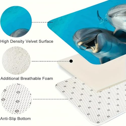 Tapete de cocina lavable y transpirable de franela con diseño de delfines sonrientes 7