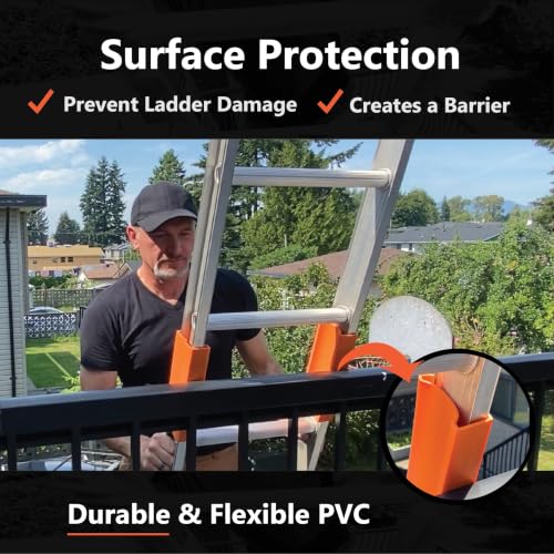 Image of Ladder Protection Covers for Gutters & Roof, Non-Marring, Prevent Scratches & Dents, Corner Cover | Universal Fit Extension & Multi-Position Ladder Accessory Guards