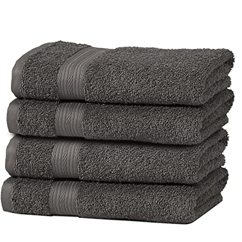 Juego de 4 toallas de mano de carbón de leña, muy absorbentes, 100% algodón puro, lavables, de lujo, 40 x 70 cm, para baño, 500 g/m², extra gruesas, aptas para la piel