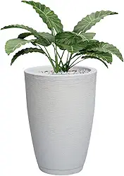 Vaso Polietileno Para Plantas Jardim Sala Luxo Cone Bojo 1 Com Prato (Branco)