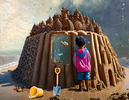 Sand Castle toile SERENDIPITP 58 x 90 cm souvenirs d'enfance