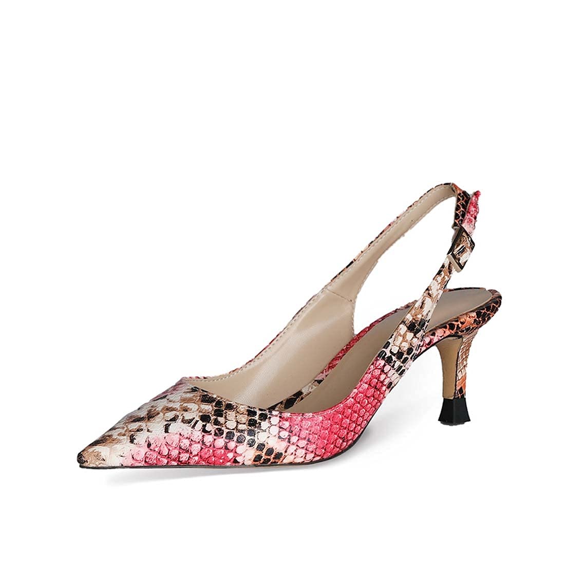 LIUYUE-XIN Women's Sandals Summer All-match Fashion Pointed Toe Stiletto Ankle Straps Shallow Mouth High Heels (Color : Red snake pattern, Size : 45)