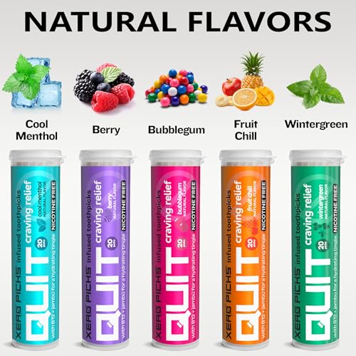 xero picks infused flavored toothpicks to help quit smoking - nicotine free variety pack 20 count pack of 5 non-gmo kosher vegan