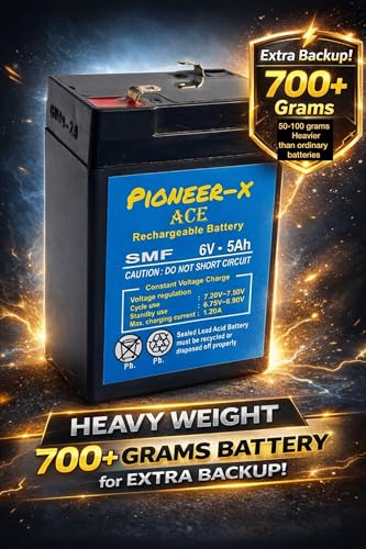Image of PX ACE 6 Volt 5 Ampere Rechargeable AGM-SMF Battery, Calcium Inside for Long Life, 6V 5 Ah