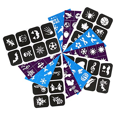 112 Piece Face & Body Paint Stencils Kit - Reusable Tattoo Stencils for Kids - Suitable for Birthday, Halloween & Christmas