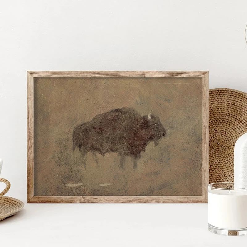 Croquis de bison sur toile d'art haut de gamme pour intérieur moderne