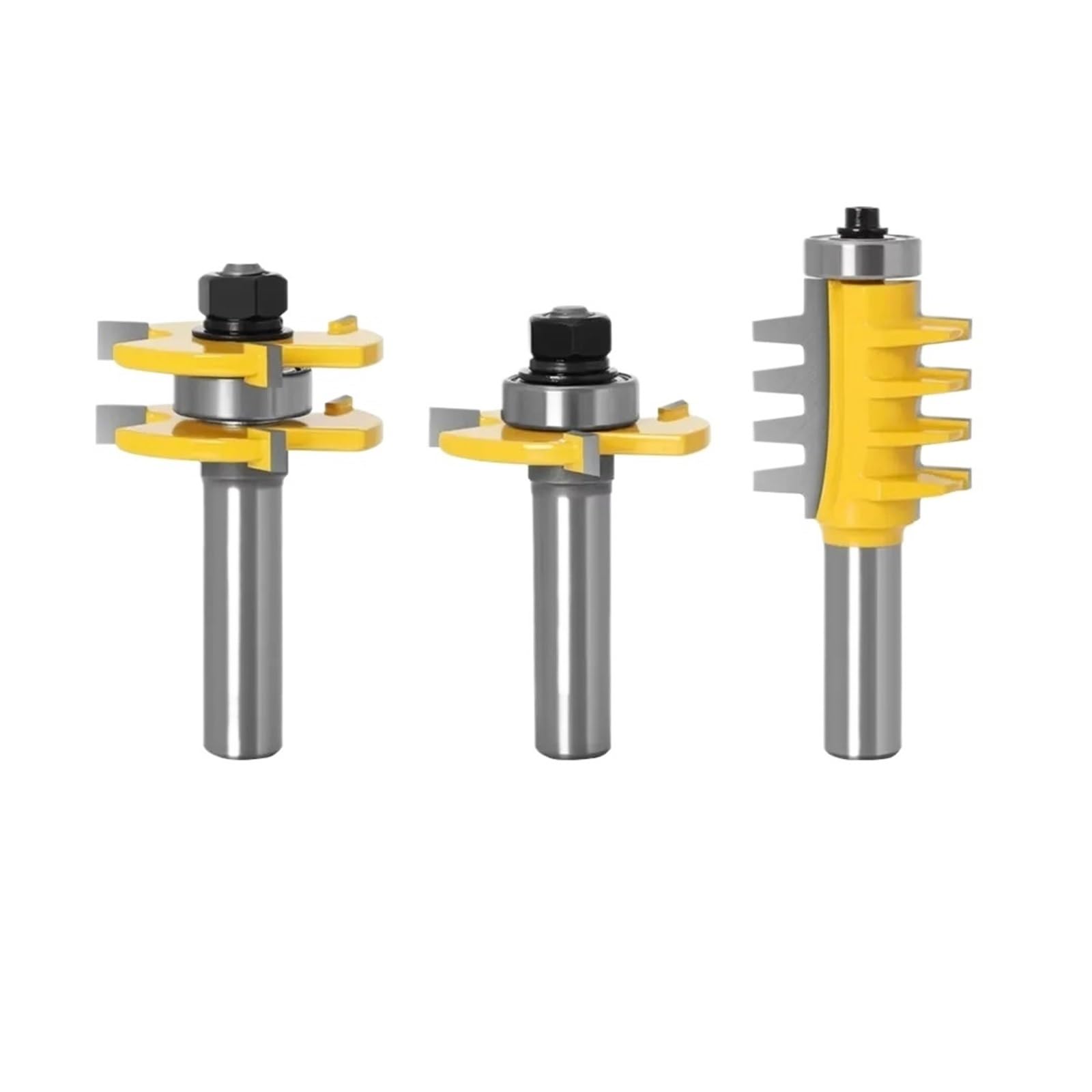 Epaknhgd 02 3Pc/Set 1/2" 12.7Mm 12Mm Shank Milling Cutter Wood Carving Joint Assemble Router Bits Tongue Groove T-Slot(02)